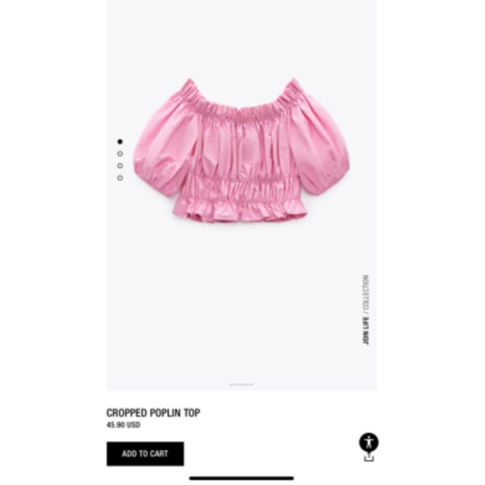 Pink Zara cropped poplin top